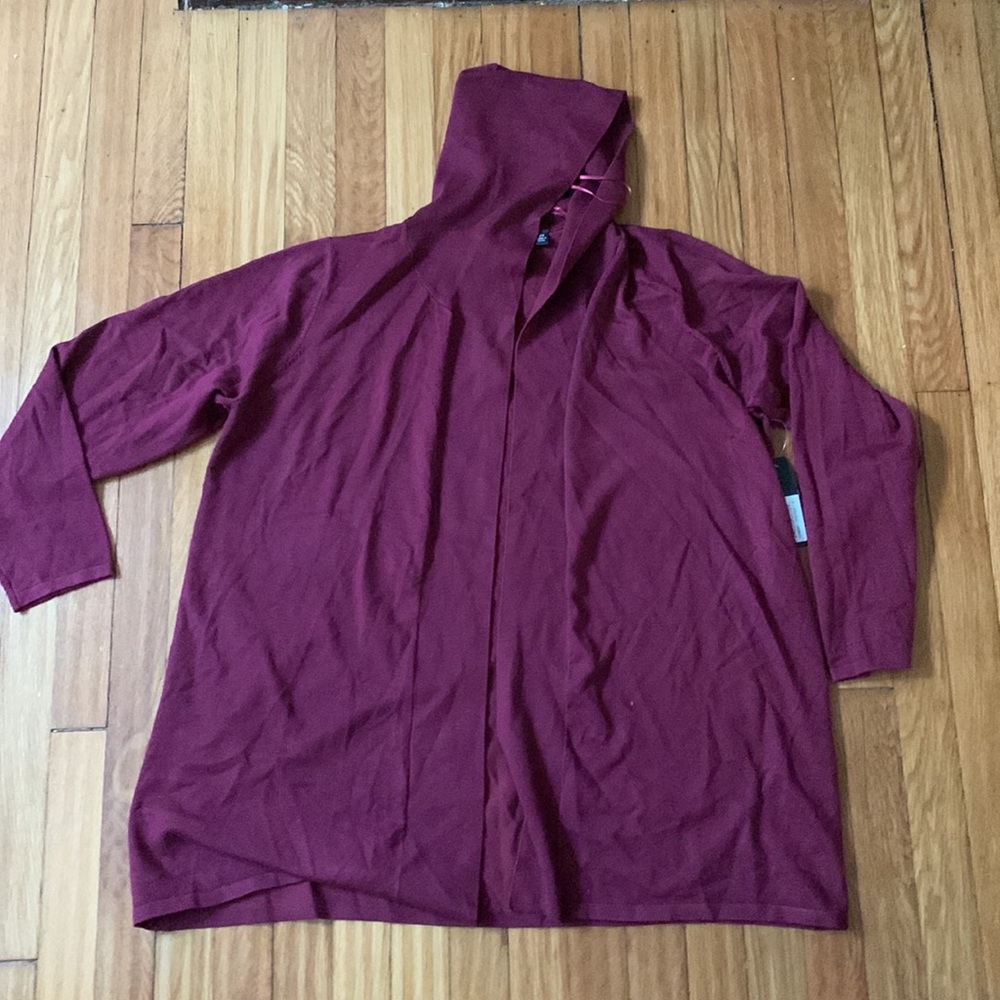 Burgundy hoodie, open sweater/jacket, 2X